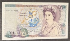 *OLD STYLE BANK OF ENGLAND £20 NOTE* *PREFIX 14D 560950* *SOMERSET* *HIGH GRADE*