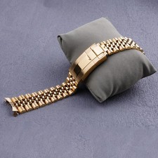 Curved Stainless Steel Yellow Gold Jubilee For Rolex 19mm Watch Strap Bracelet