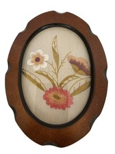 Vintage Floral Plaque Embroidered Framed Picture Wall 