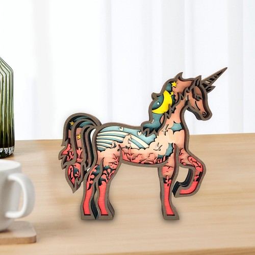 Wooden unicorns statue - unicorns,