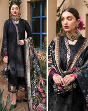 Pakistani indian Designer Embroidered Cotton Unstitched Suit 3 PC Shalwar Kameez