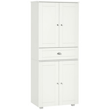 HOMCOM Tall Kitchen Storage Cabinet Cupboard w/ Drawer for Dining Room White