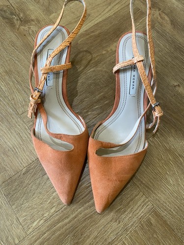 Zara woman orange suede heels - zara,