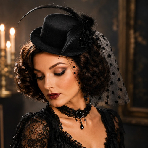 Fascinator mini black - fascinator,