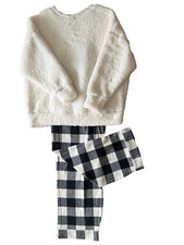 M&S Fleece Mono Checked Pyjama
