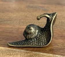 Small Miniature Brass Garden Snail Ornament Figure Gold Tone Metal - 1” x 1.5”