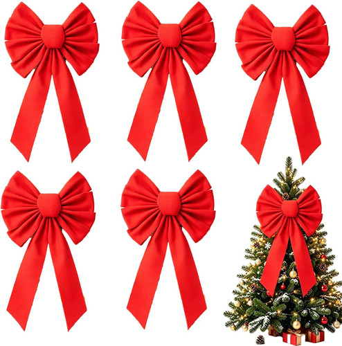 Pack red christmas bows - red,
