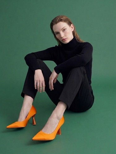 Zara orange suede - zara, heel