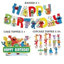 Sesame Street Birthday Party Banner Cake Toppers Kids Balloon Party Decoration