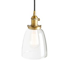 PathsOn Vintage Industrial Pendant Light – Clear Glass Shade E27 Brass Finish