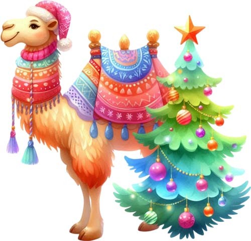 Colour christmas camel wall - christmas,