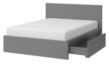 IKEA Malm Double Bed Frame Under Bed Drawers Grey