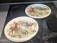Vintage Liverpool Road Pottery Hunting Scene Oval Platters – Set of 2 Ceramic Co