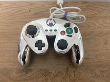 Metal Mario Chrome Wired Fight Pad Wii / Wii U Controller Rare Nintendo #2