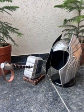 Thor Hammer & Medieval Knight Helmet Set | Handmade Aluminum Cosplay Prop