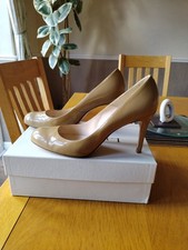 LK Bennett Shilo Taupe Patent Leather Stiletto Heeled Pumps Court Shoe EU42 UK9