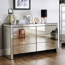 Mirrored Chest of Drawers, Seville 6 Large Storage Drawers 125cm x 72.5 x 40cm