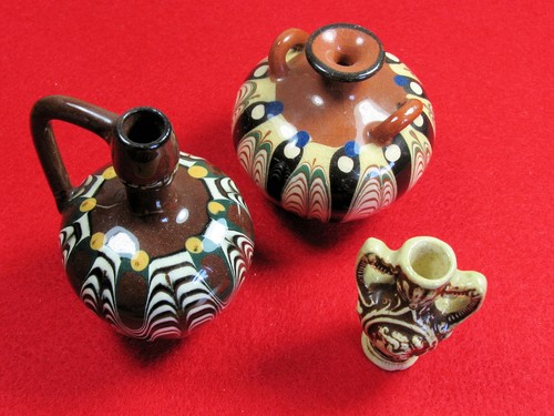 Three small ceramic pottery - three,
