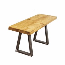 Dining Room Table Bench With Trapezium Legs | Industrial Style, Reclaimed Timber