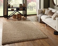 Small - Extra Large Thick Shaggy Shag Pile Beige Rug. Overstock Clearance Sale