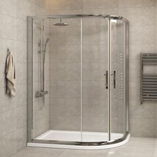 Offset Quadrant Shower Enclosure and Tray Sliding Walk In Cubicle 6mm Glass Door