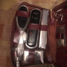 Vintage Washbag Toilettes Shaving Bathing Set In Case Red