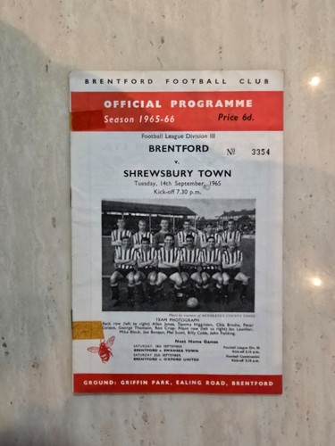 1965 football programme - football,