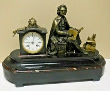 BRONZE FRENCH JAPY FILS ANTIQUE STATUE CHIME CLOCK TEACHER enseignement mutuel