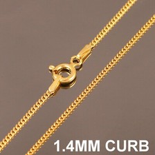 Yellow Gold Plated on Solid 925 Sterling Silver Chain Necklace Various Lengths