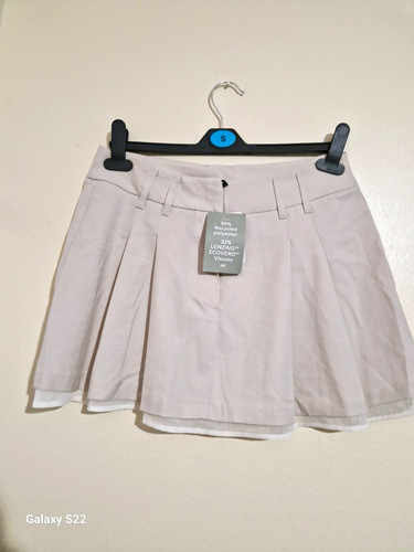 Beige pleated skort - pleated,