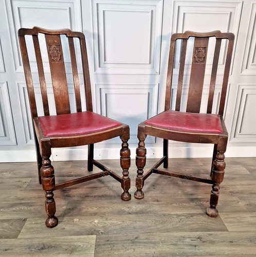 Antique oak dining chairs - oak,