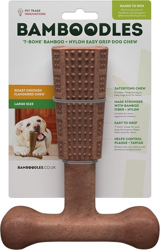 Bamboodles bone dog chew - t-bone,