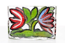 Kosta Boda ULRICA HYDMAN VALIEN ART GLASS VASE Hand Painted Blossom Series