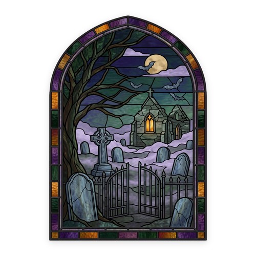 Gothic graveyard arch - arch, stained