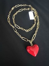 Argento Vivo Red Puff Heart Necklace/ Long Chain