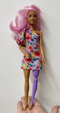 Barbie Fashionistas Doll #189 with Prosthetic Leg, Pink Hair, & Floral Dress