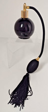 Vintage Black Glass Perfume Atomiser Spray Bottle Refillable-Tassels