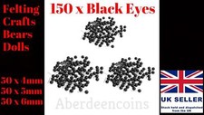 150 x 4-6mm Black Glass Eyes Kit Needle Felting for Teddy Puppets Dolls