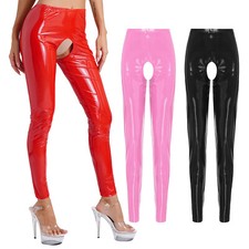 Womens Trousers Stylish Leggings Disco Party Pants Fashion Skinny Pants Shiny