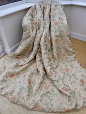 VINTAGE LAURA ASHLEY SOFT GOLD TAPESTRY STYLE THICKLY QUILTED BEDSPREAD/ THROW