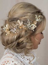 Gold bridal hair - bridal,