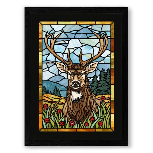 Deer stained glass - deer,
