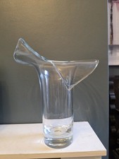KROSNO.  Large Wide Rimmed Clear Glass Vase