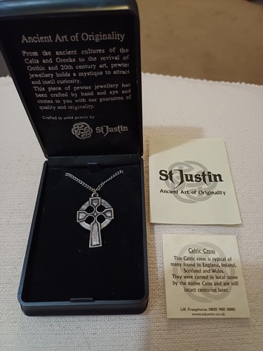 Justin pewter celtic cross - st,