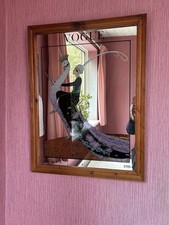 Large Vintage Art Deco Vogue Advertising Cover Art Mirror - Lady on a Peacock