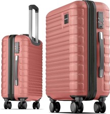 Polycarbonate Cabin Suitcase 55x40x20cm - 20 Inch Suitable for Ryanair 36L PINK