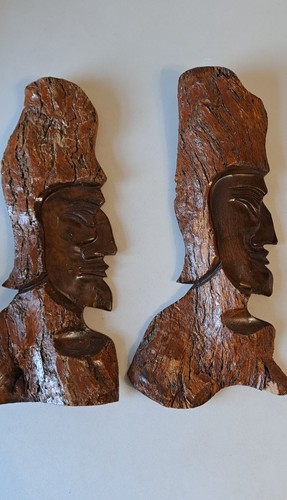 Vintage hand carved wooden - carved,
