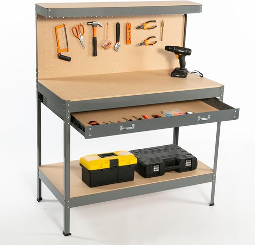 Grey steel garage work bench - grey,