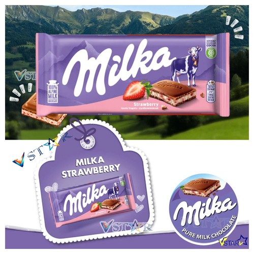 Milka strawberry chocolate bar - strawberry,