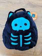 Squishmallows Halloween Stump Skeleton cat plush bag treat Pail 12 inch NEW